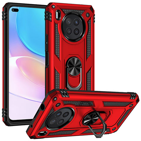 Custodia Silicone e Plastica Opaca Cover con Magnetico Anello Supporto MQ3 per Huawei Nova 8i Rosso