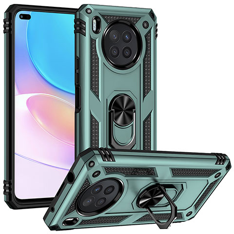 Custodia Silicone e Plastica Opaca Cover con Magnetico Anello Supporto MQ3 per Huawei Nova 8i Verde