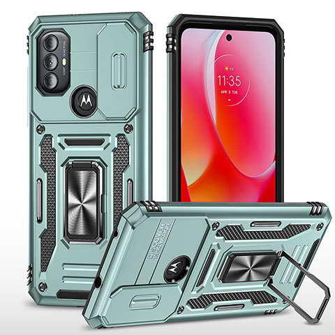 Custodia Silicone e Plastica Opaca Cover con Magnetico Anello Supporto MQ3 per Motorola Moto G Play (2023) Verde Pastello