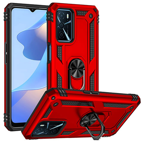 Custodia Silicone e Plastica Opaca Cover con Magnetico Anello Supporto MQ3 per Oppo A16s Rosso