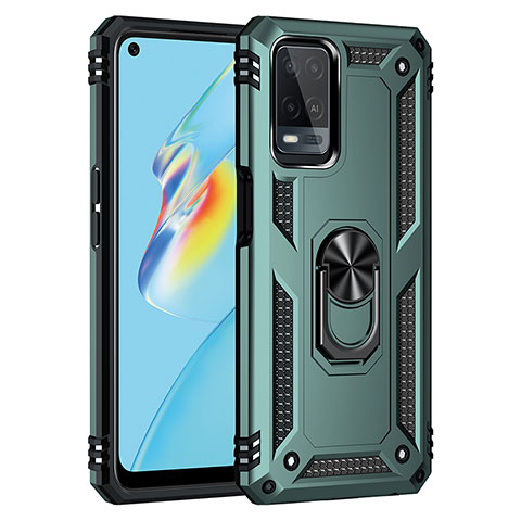 Custodia Silicone e Plastica Opaca Cover con Magnetico Anello Supporto MQ3 per Oppo A54 4G Verde