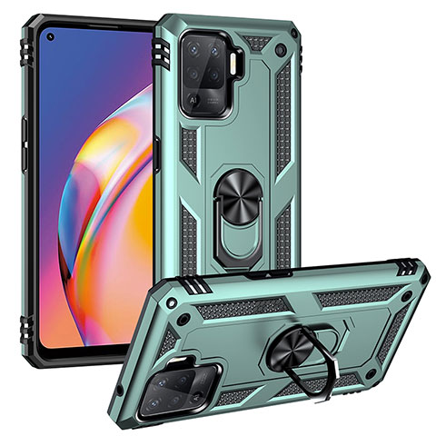 Custodia Silicone e Plastica Opaca Cover con Magnetico Anello Supporto MQ3 per Oppo Reno5 Lite Verde