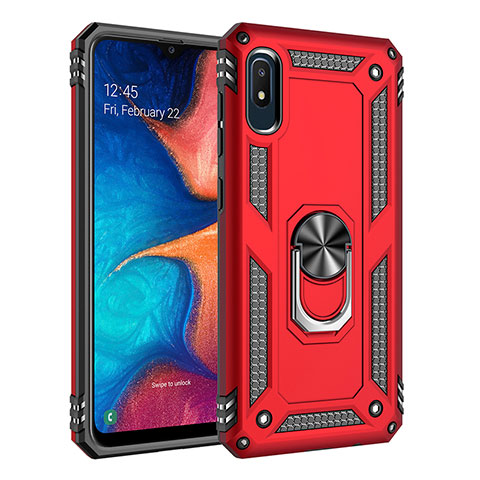 Custodia Silicone e Plastica Opaca Cover con Magnetico Anello Supporto MQ3 per Samsung Galaxy A10e Rosso