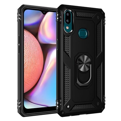 Custodia Silicone e Plastica Opaca Cover con Magnetico Anello Supporto MQ3 per Samsung Galaxy A10s Nero