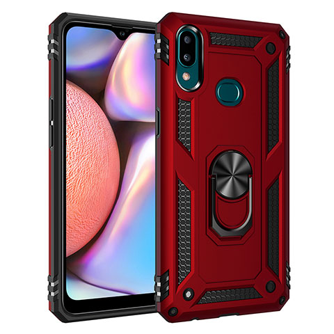 Custodia Silicone e Plastica Opaca Cover con Magnetico Anello Supporto MQ3 per Samsung Galaxy A10s Rosso