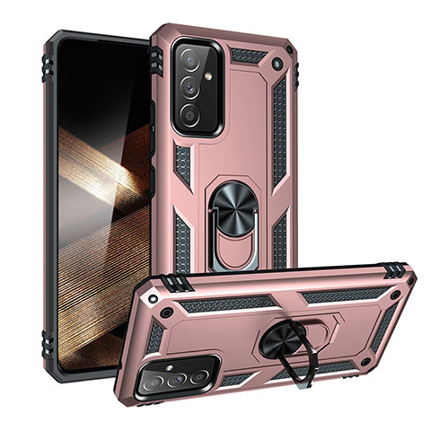 Custodia Silicone e Plastica Opaca Cover con Magnetico Anello Supporto MQ3 per Samsung Galaxy A15 4G Oro Rosa