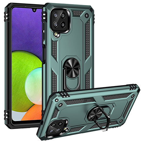 Custodia Silicone e Plastica Opaca Cover con Magnetico Anello Supporto MQ3 per Samsung Galaxy A22 4G Verde