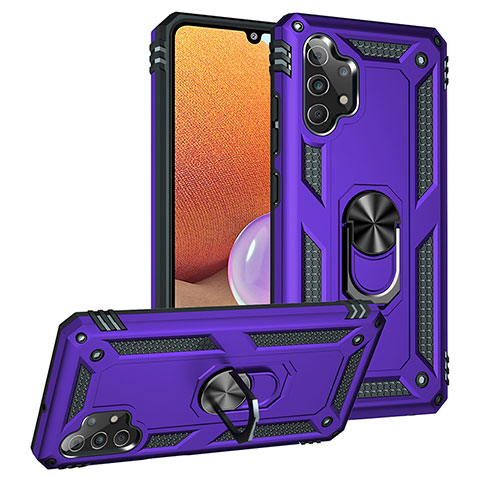 Custodia Silicone e Plastica Opaca Cover con Magnetico Anello Supporto MQ3 per Samsung Galaxy A32 4G Viola