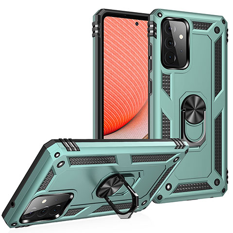 Custodia Silicone e Plastica Opaca Cover con Magnetico Anello Supporto MQ3 per Samsung Galaxy A72 5G Verde