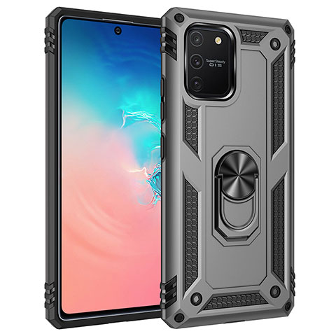 Custodia Silicone e Plastica Opaca Cover con Magnetico Anello Supporto MQ3 per Samsung Galaxy A91 Grigio