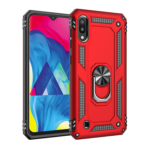 Custodia Silicone e Plastica Opaca Cover con Magnetico Anello Supporto MQ3 per Samsung Galaxy M10 Rosso