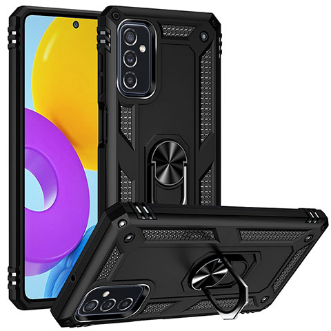 Custodia Silicone e Plastica Opaca Cover con Magnetico Anello Supporto MQ3 per Samsung Galaxy M52 5G Nero