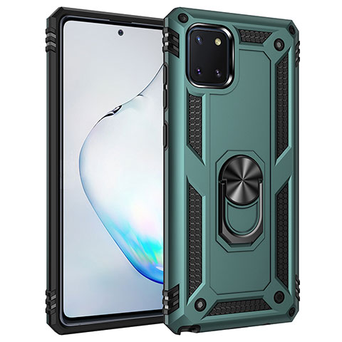 Custodia Silicone e Plastica Opaca Cover con Magnetico Anello Supporto MQ3 per Samsung Galaxy M60s Verde