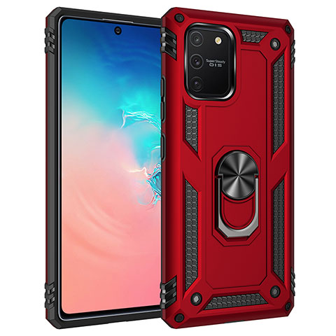 Custodia Silicone e Plastica Opaca Cover con Magnetico Anello Supporto MQ3 per Samsung Galaxy S10 Lite Rosso