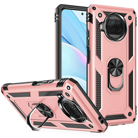 Custodia Silicone e Plastica Opaca Cover con Magnetico Anello Supporto MQ3 per Xiaomi Mi 10i 5G Oro Rosa