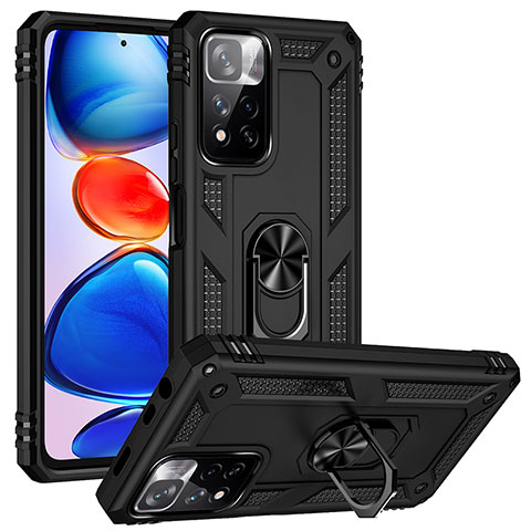 Custodia Silicone e Plastica Opaca Cover con Magnetico Anello Supporto MQ3 per Xiaomi Mi 11i 5G (2022) Nero