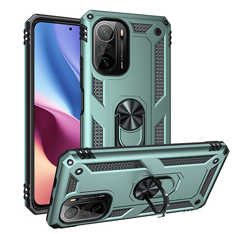 Custodia Silicone e Plastica Opaca Cover con Magnetico Anello Supporto MQ3 per Xiaomi Mi 11i 5G Verde