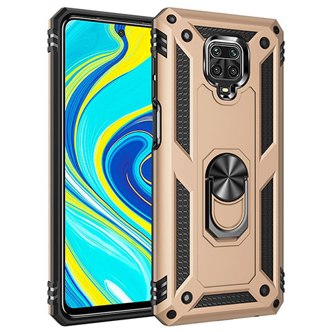 Custodia Silicone e Plastica Opaca Cover con Magnetico Anello Supporto MQ3 per Xiaomi Poco M2 Pro Oro