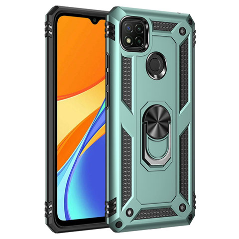 Custodia Silicone e Plastica Opaca Cover con Magnetico Anello Supporto MQ3 per Xiaomi Redmi 9 Activ Verde