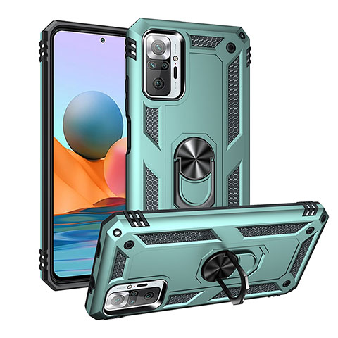 Custodia Silicone e Plastica Opaca Cover con Magnetico Anello Supporto MQ3 per Xiaomi Redmi Note 10 Pro 4G Verde