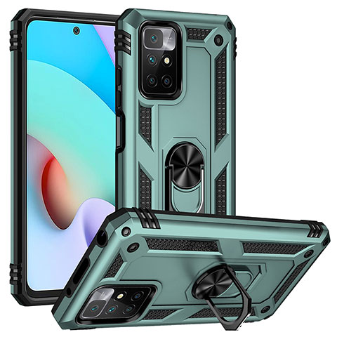 Custodia Silicone e Plastica Opaca Cover con Magnetico Anello Supporto MQ3 per Xiaomi Redmi Note 11 4G (2021) Verde