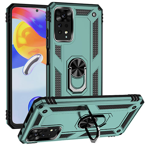 Custodia Silicone e Plastica Opaca Cover con Magnetico Anello Supporto MQ3 per Xiaomi Redmi Note 12 Pro 4G Verde