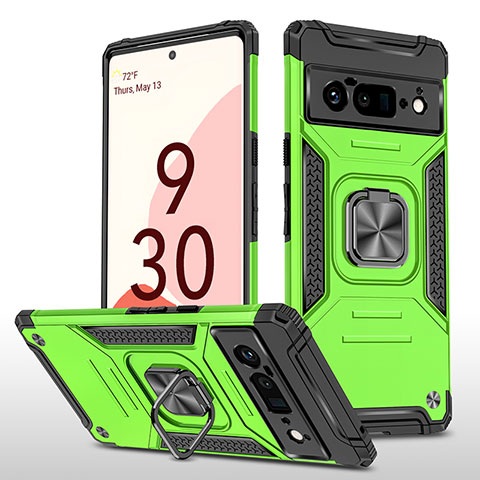 Custodia Silicone e Plastica Opaca Cover con Magnetico Anello Supporto MQ4 per Google Pixel 6 Pro 5G Verde