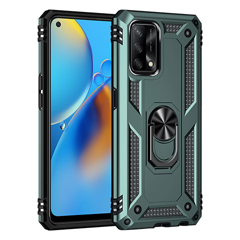 Custodia Silicone e Plastica Opaca Cover con Magnetico Anello Supporto MQ4 per Oppo A74 4G Verde