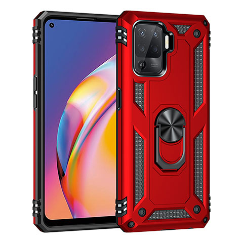 Custodia Silicone e Plastica Opaca Cover con Magnetico Anello Supporto MQ4 per Oppo A94 4G Rosso