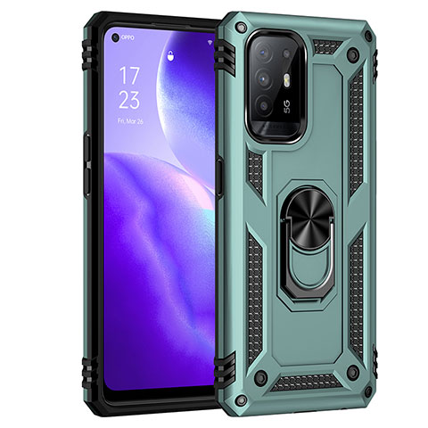 Custodia Silicone e Plastica Opaca Cover con Magnetico Anello Supporto MQ4 per Oppo A94 5G Verde