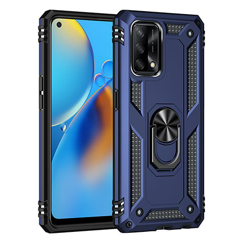 Custodia Silicone e Plastica Opaca Cover con Magnetico Anello Supporto MQ4 per Oppo A95 4G Blu