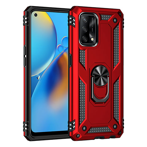 Custodia Silicone e Plastica Opaca Cover con Magnetico Anello Supporto MQ4 per Oppo A95 4G Rosso