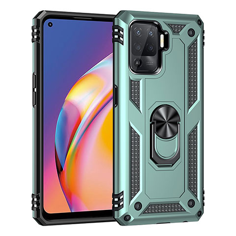 Custodia Silicone e Plastica Opaca Cover con Magnetico Anello Supporto MQ4 per Oppo F19 Pro Verde