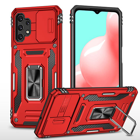 Custodia Silicone e Plastica Opaca Cover con Magnetico Anello Supporto MQ4 per Samsung Galaxy A32 4G Rosso