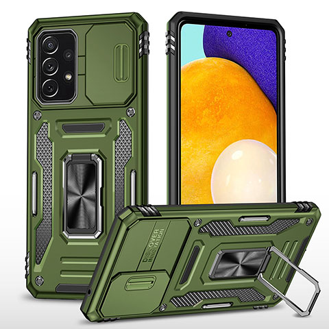 Custodia Silicone e Plastica Opaca Cover con Magnetico Anello Supporto MQ4 per Samsung Galaxy A52 4G Verde