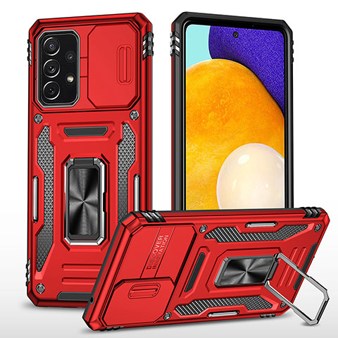 Custodia Silicone e Plastica Opaca Cover con Magnetico Anello Supporto MQ4 per Samsung Galaxy A52 5G Rosso