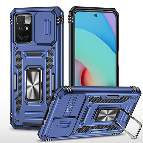 Custodia Silicone e Plastica Opaca Cover con Magnetico Anello Supporto MQ4 per Xiaomi Redmi Note 11 4G (2021) Blu