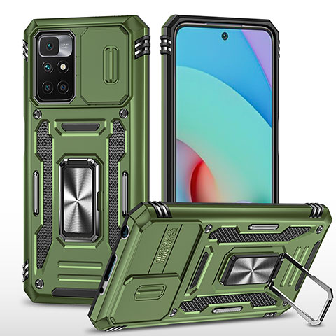 Custodia Silicone e Plastica Opaca Cover con Magnetico Anello Supporto MQ4 per Xiaomi Redmi Note 11 4G (2021) Verde