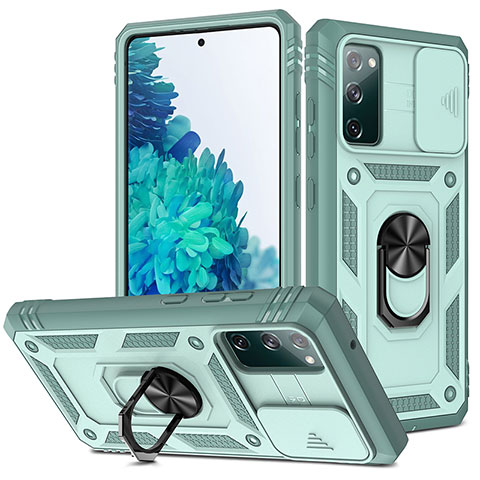 Custodia Silicone e Plastica Opaca Cover con Magnetico Anello Supporto MQ5 per Samsung Galaxy S20 Lite 5G Azzurro