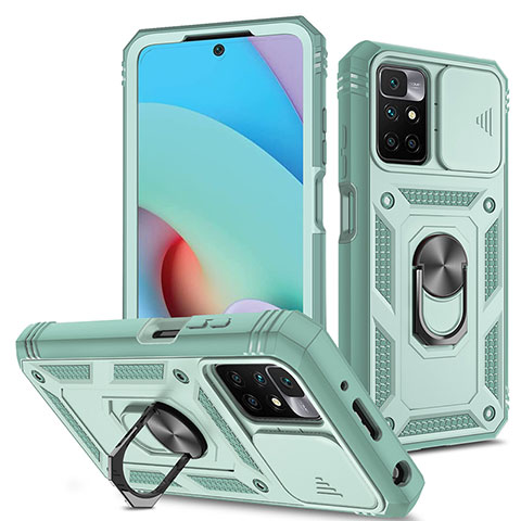 Custodia Silicone e Plastica Opaca Cover con Magnetico Anello Supporto MQ5 per Xiaomi Redmi 10 (2022) Verde