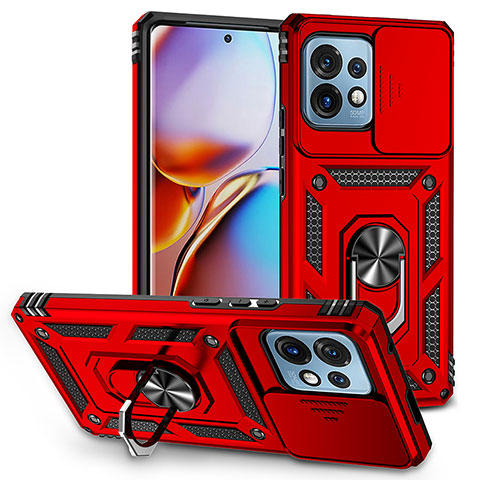 Custodia Silicone e Plastica Opaca Cover con Magnetico Anello Supporto MQ6 per Motorola Moto Edge 40 Pro 5G Rosso