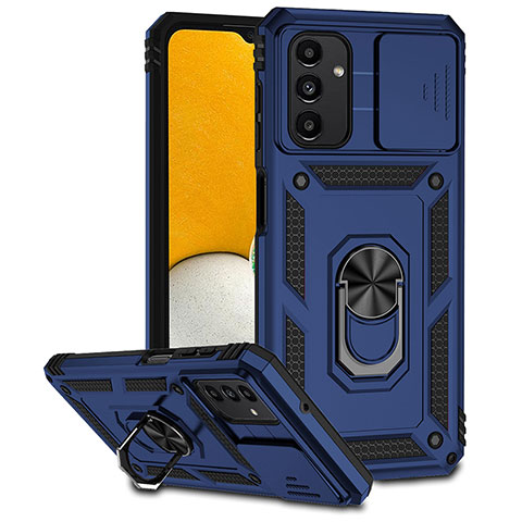 Custodia Silicone e Plastica Opaca Cover con Magnetico Anello Supporto MQ6 per Samsung Galaxy A04s Blu