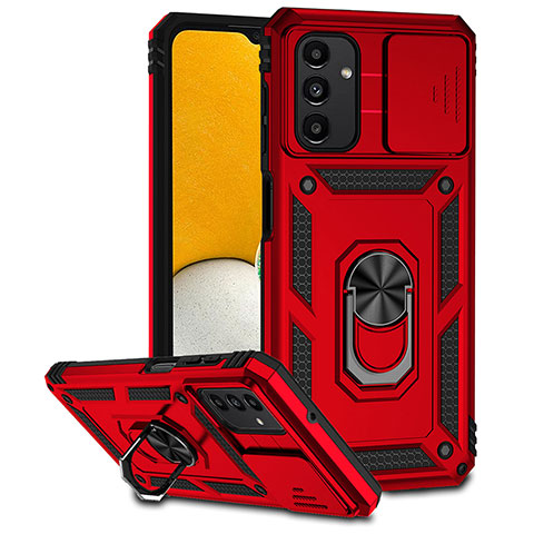 Custodia Silicone e Plastica Opaca Cover con Magnetico Anello Supporto MQ6 per Samsung Galaxy A04s Rosso