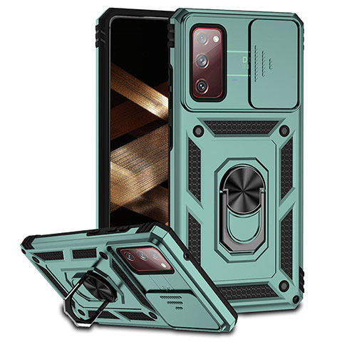 Custodia Silicone e Plastica Opaca Cover con Magnetico Anello Supporto MQ6 per Samsung Galaxy S20 FE (2022) 5G Verde