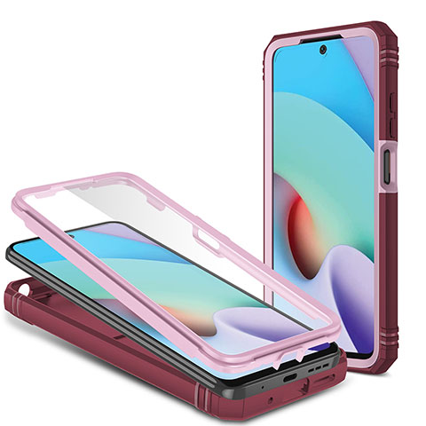 Custodia Silicone e Plastica Opaca Cover con Magnetico Anello Supporto MQ6 per Xiaomi Redmi 10 (2022) Rosa