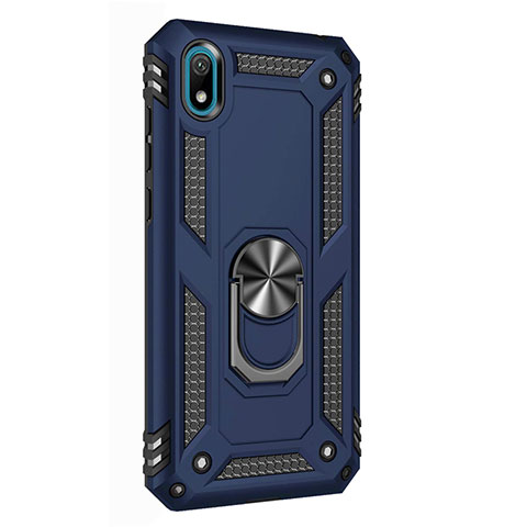 Custodia Silicone e Plastica Opaca Cover con Magnetico Anello Supporto per Huawei Enjoy 8S Blu