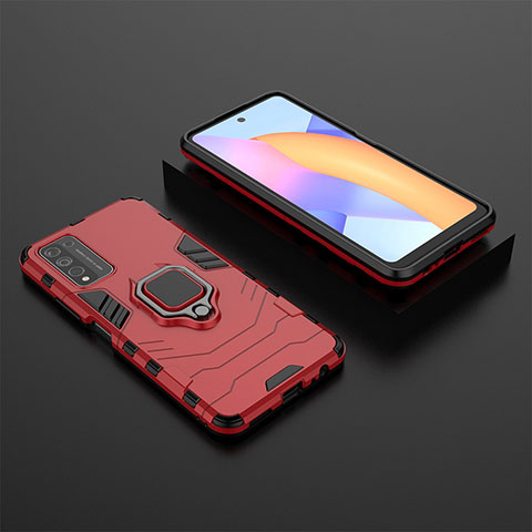 Custodia Silicone e Plastica Opaca Cover con Magnetico Anello Supporto per Huawei Honor 10X Lite Rosso