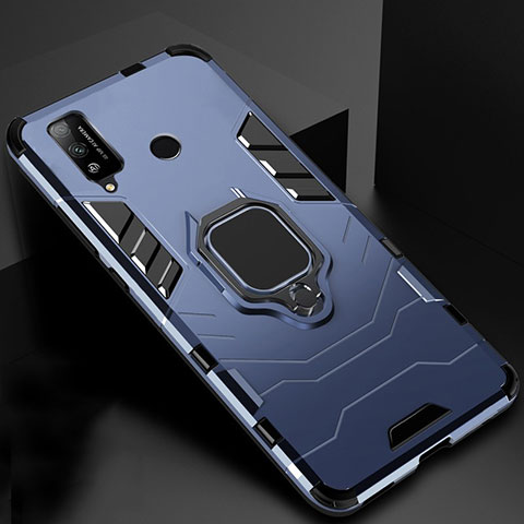 Custodia Silicone e Plastica Opaca Cover con Magnetico Anello Supporto per Huawei Honor Play4T Blu