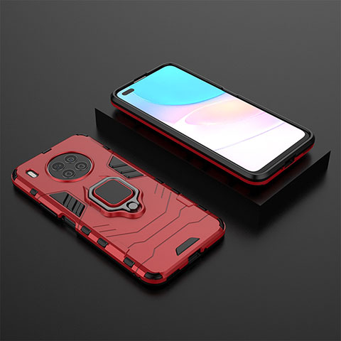 Custodia Silicone e Plastica Opaca Cover con Magnetico Anello Supporto per Huawei Nova 8i Rosso