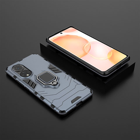 Custodia Silicone e Plastica Opaca Cover con Magnetico Anello Supporto per Huawei Nova 9 Blu